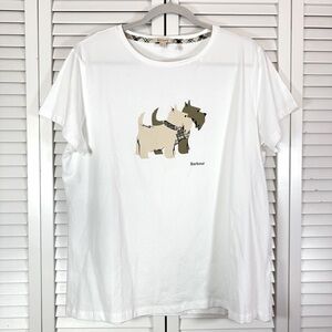 Barbour Highlands Graphic White Tee Scottish Terrier Size 14 Large